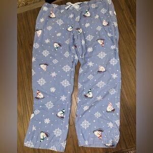 Old Navy Blue Pajama Pants with Snowflake and Bear Pattern